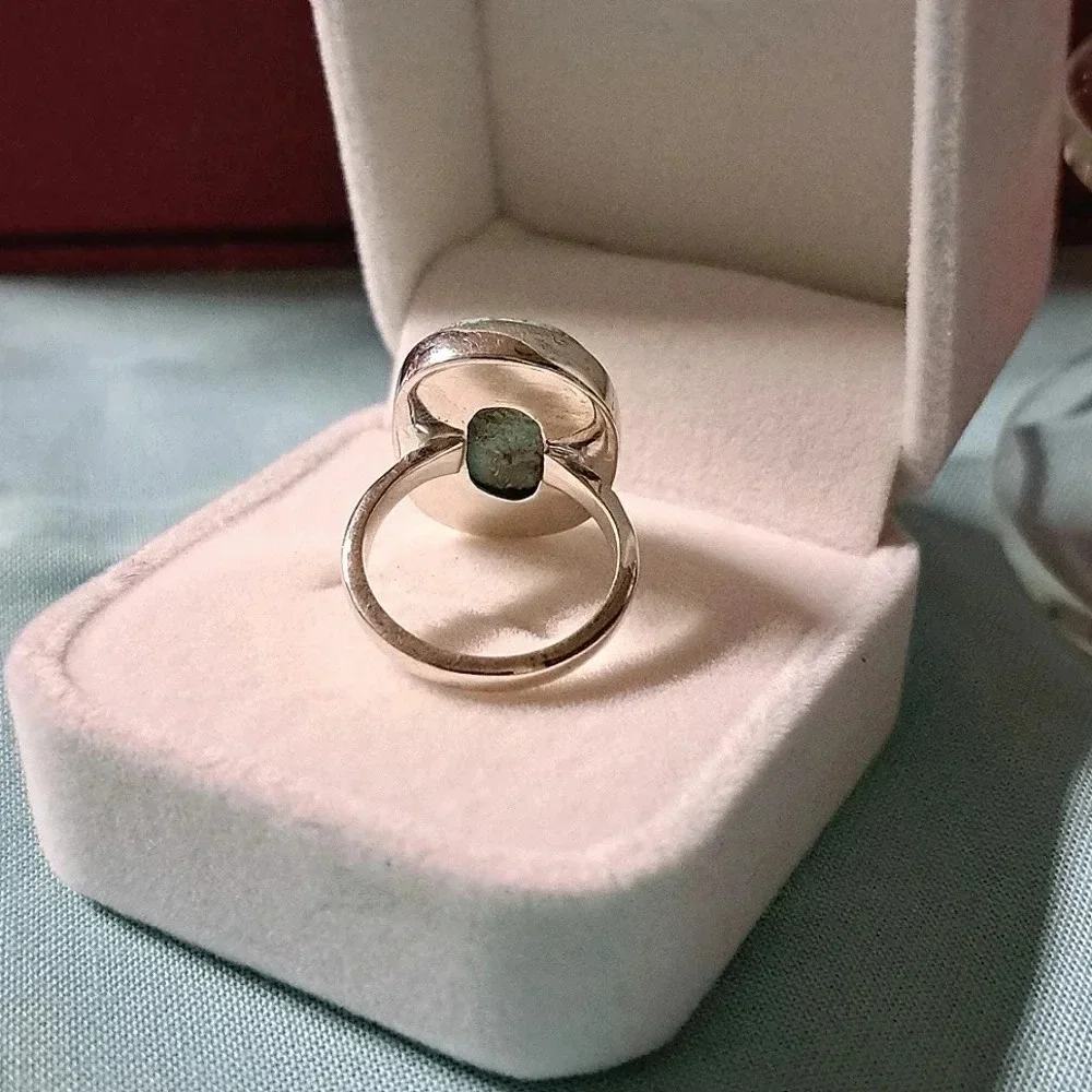 Large Sierra Nevada Turquoise Solitaire Ring In 925 Sterling Silver.